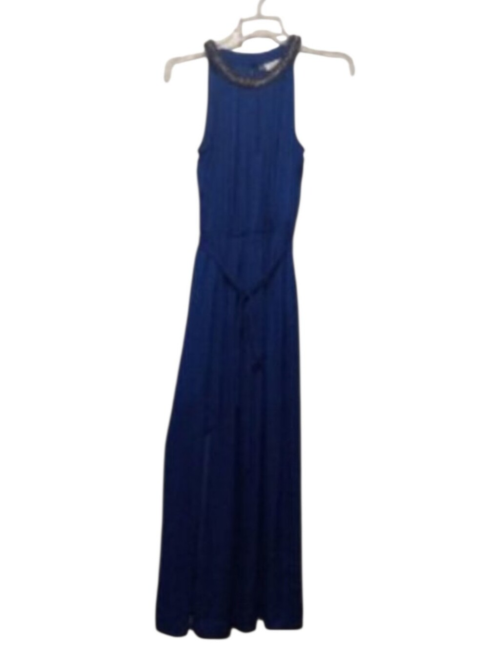 Jennifer Lopez Royal Blue Embellished Halter Maxi Dress XS - Picture 2 of 6
